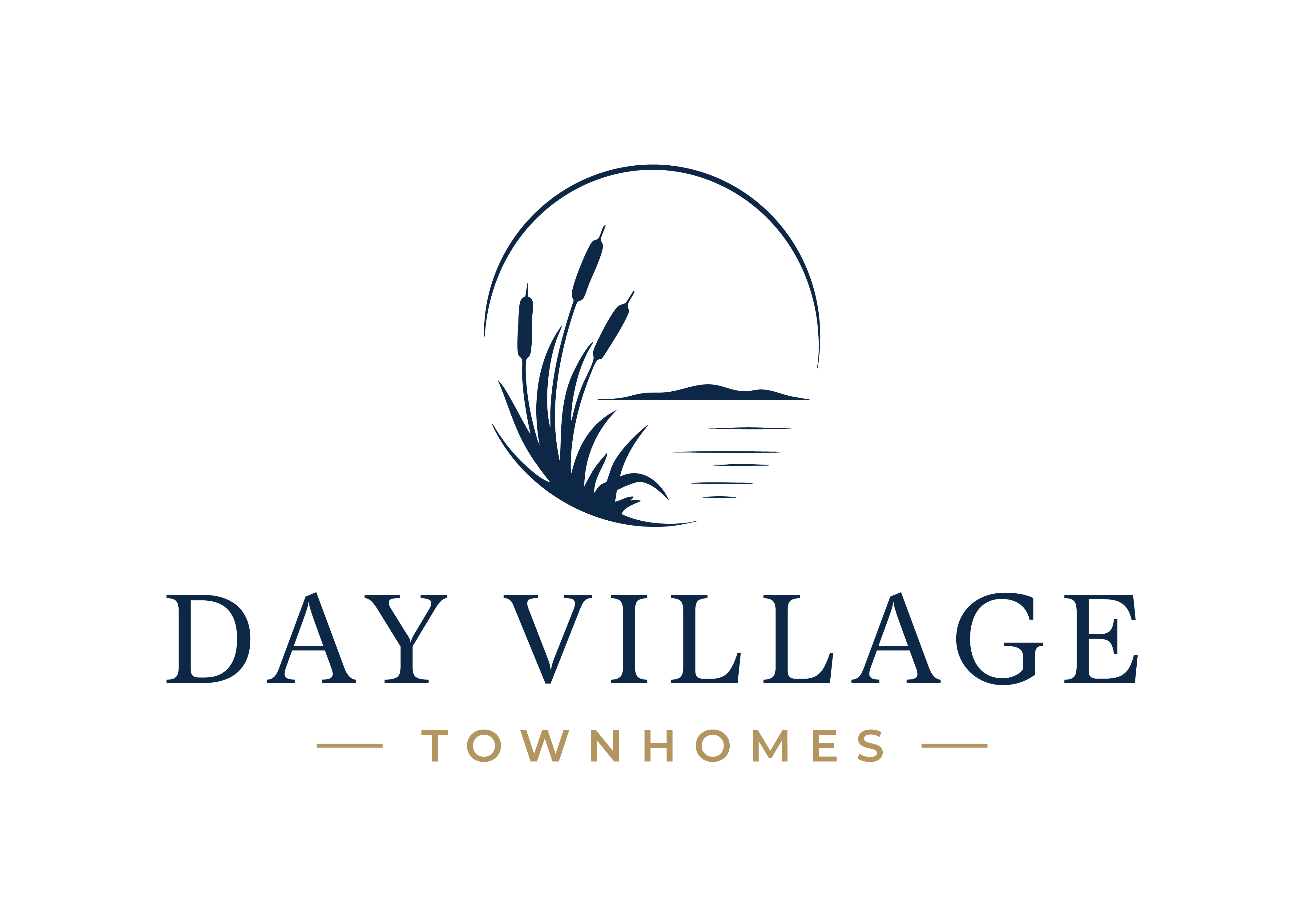 A logo for Day Village Townhomes features a stylized plant or tree.